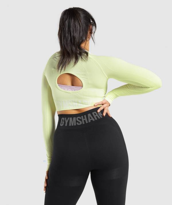 Damske Crop Top Gymshark Flex Sports Long Sleeve Svetlo Zelene | XW5068439